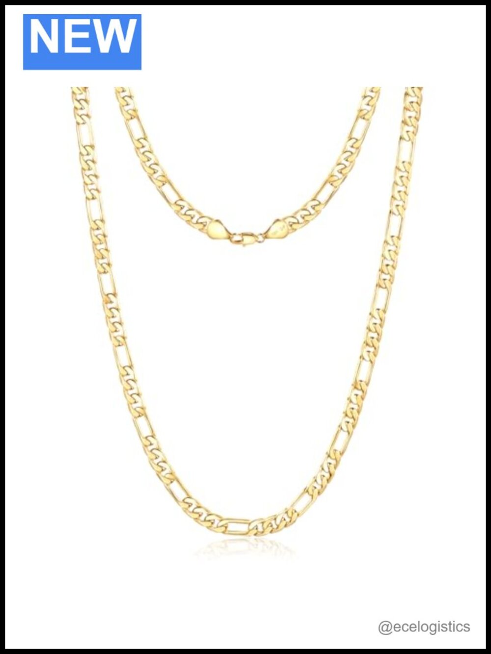 14K Gold Figaro Chain Necklace 5mm Unisex Dainty Jewelry Gift